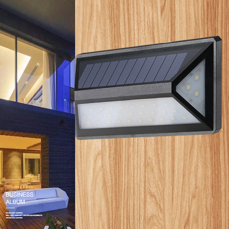 K & S | Solar LED Außenwandleuchte – 33 LEDs, wasserdicht IP65, moderne schwarze Wandleuchte für Garten & Hauswand