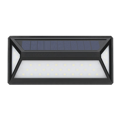 K & S | Solar LED Außenwandleuchte – 33 LEDs, wasserdicht IP65, moderne schwarze Wandleuchte für Garten & Hauswand