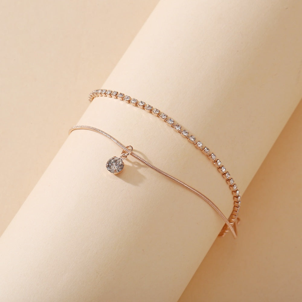 K & S | Damen Fußkette Boho mit Zirkonia & Perlen – Eleganter Schmuck für Sommer & Strand