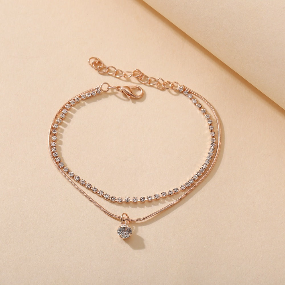 K & S | Damen Fußkette Boho mit Zirkonia & Perlen – Eleganter Schmuck für Sommer & Strand