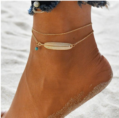 K & S | Damen Fußkette Boho mit Zirkonia & Perlen – Eleganter Schmuck für Sommer & Strand