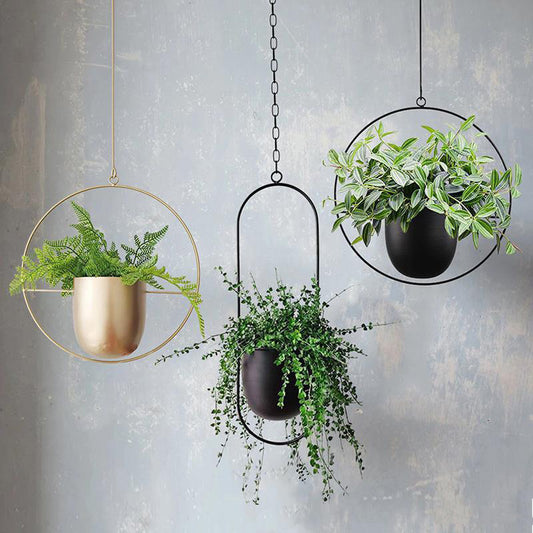 K & S | Hängender Blumentopf Eisen – Nordischer Stil & Modernes Design für Wohnzimmer & Balkon