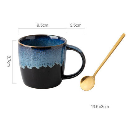 K & S | Retro Keramik Tasse 400ml – Kaffeetasse & Teetasse für Milch & Heißgetränke