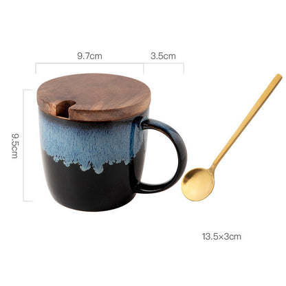 K & S | Retro Keramik Tasse 400ml – Kaffeetasse & Teetasse für Milch & Heißgetränke