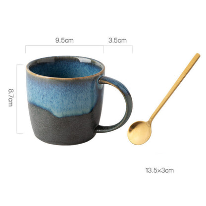 K & S | Retro Keramik Tasse 400ml – Kaffeetasse & Teetasse für Milch & Heißgetränke