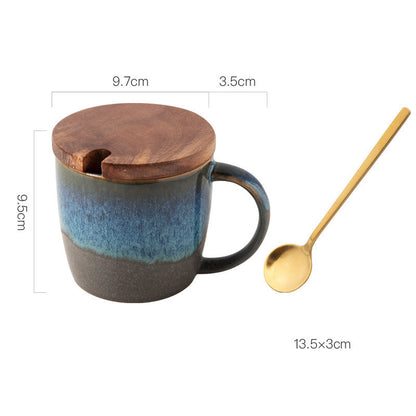 K & S | Retro Keramik Tasse 400ml – Kaffeetasse & Teetasse für Milch & Heißgetränke