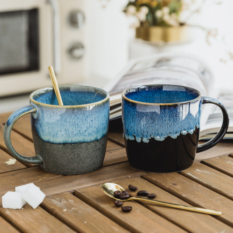 K & S | Retro Keramik Tasse 400ml – Kaffeetasse & Teetasse für Milch & Heißgetränke