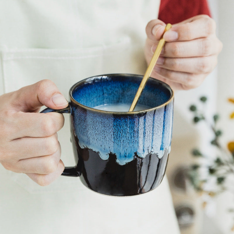 K & S | Retro Keramik Tasse 400ml – Kaffeetasse & Teetasse für Milch & Heißgetränke