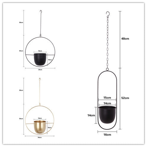 K & S | Hängender Blumentopf Eisen – Nordischer Stil & Modernes Design für Wohnzimmer & Balkon