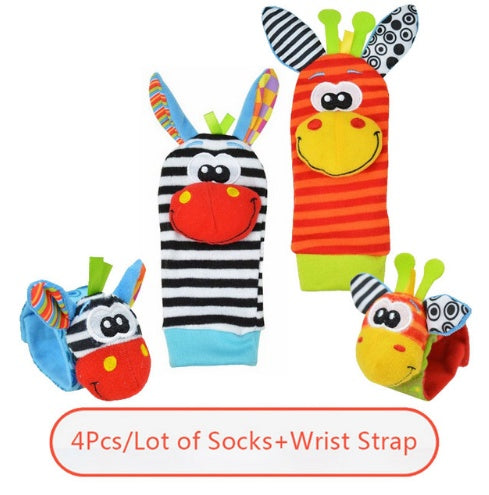 Dahlia – Weiche Baby-Rassel Socken & Handgelenkbänder, Plüsch, 0-12 Monate