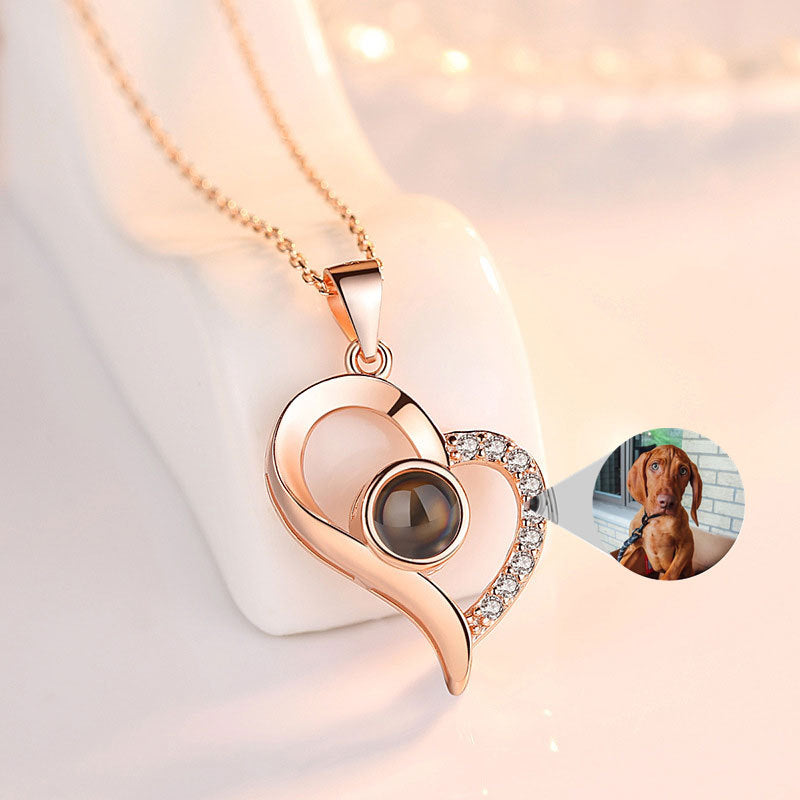 K & S | Damen Halskette 925 Silber Herz Anhänger – Personalisierter Schmuck mit Fotoprojektion