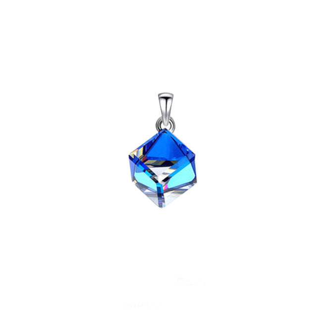 K & S | Damen Halskette 925 Silber mit Kristall Würfel Anhänger – Kreativer & Eleganter Schmuck