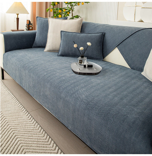 K & S | Sofaüberwurf & Kissenbezug Chenille – Dick Weich & Waschbar Minimalistisches Design
