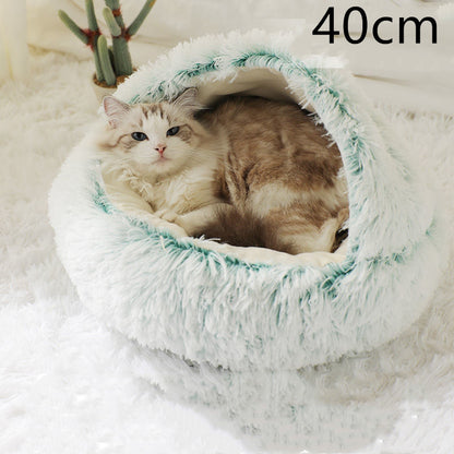 K & S | Rundes Kuschelbett für Hunde & Katzen aus Plüsch - Weiches & Waschbares Haustierbett für Winter & Zuhause