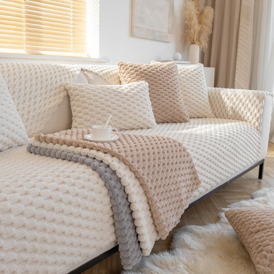 K & S | Sofaüberwurf Winter Plüsch – Dicke Weiche & Rutschfeste Couchdecke für Wohnzimmer