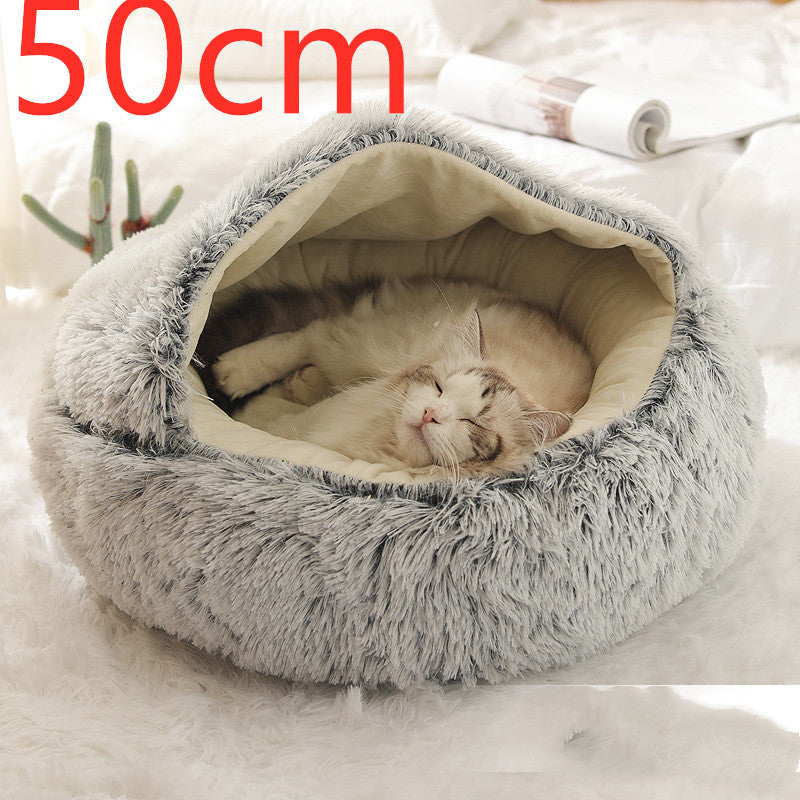 K & S | Rundes Kuschelbett für Hunde & Katzen aus Plüsch - Weiches & Waschbares Haustierbett für Winter & Zuhause