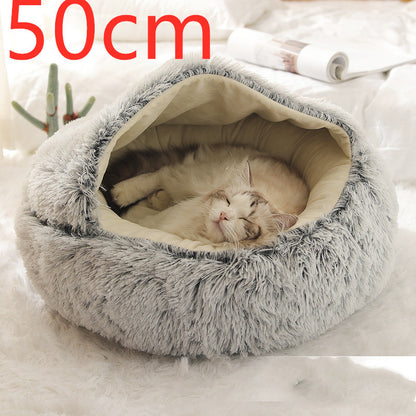 K & S | Rundes Kuschelbett für Hunde & Katzen aus Plüsch - Weiches & Waschbares Haustierbett für Winter & Zuhause