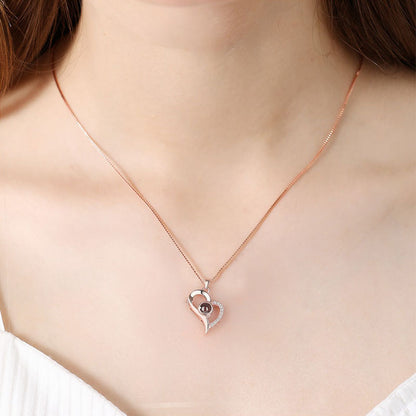 K & S | Damen Halskette 925 Silber Herz Anhänger – Personalisierter Schmuck mit Fotoprojektion