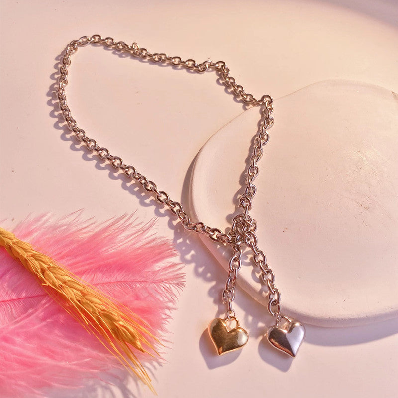 K & S | Damen Halskette Silber Lang mit Herz Anhänger – Eleganter Schmuck & Geschenkidee