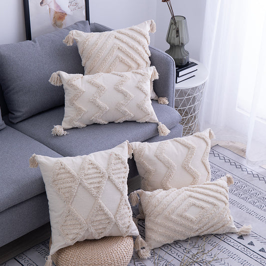 K & S | Marokkanischer Kissenbezug Baumwolle – Boho Retro Dekokissen für Sofa & Wohnzimmer