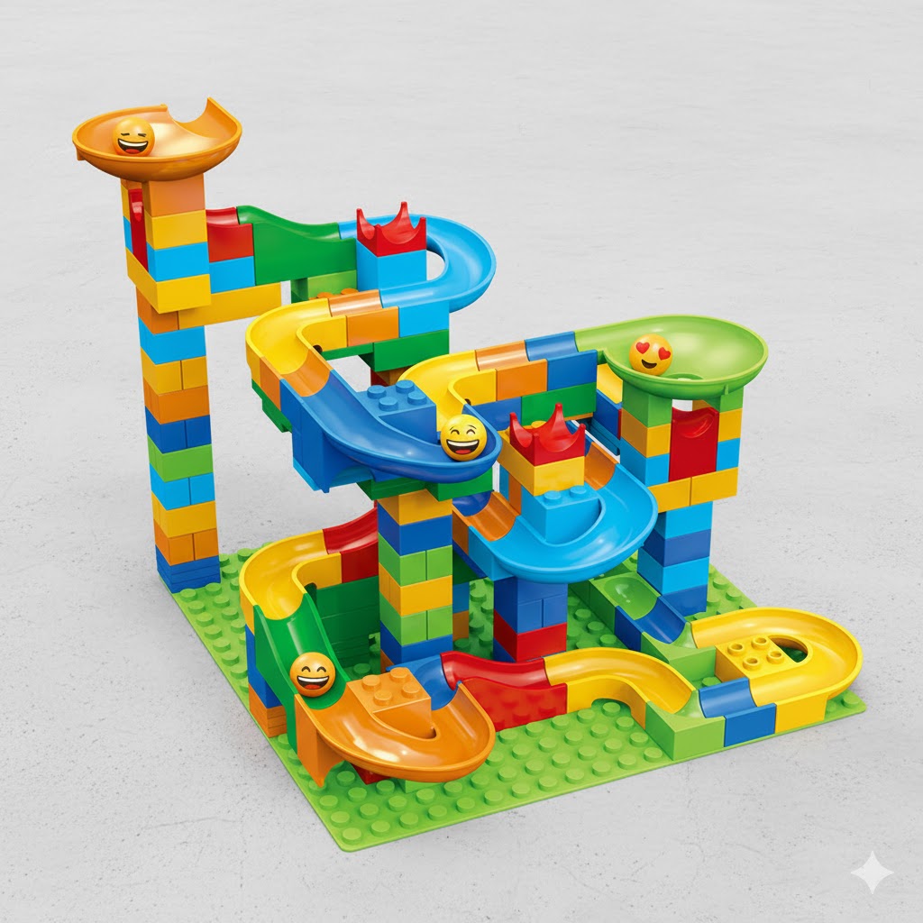 Große Kugelbahn Bausteine XXL | Kreatives Lernspielzeug