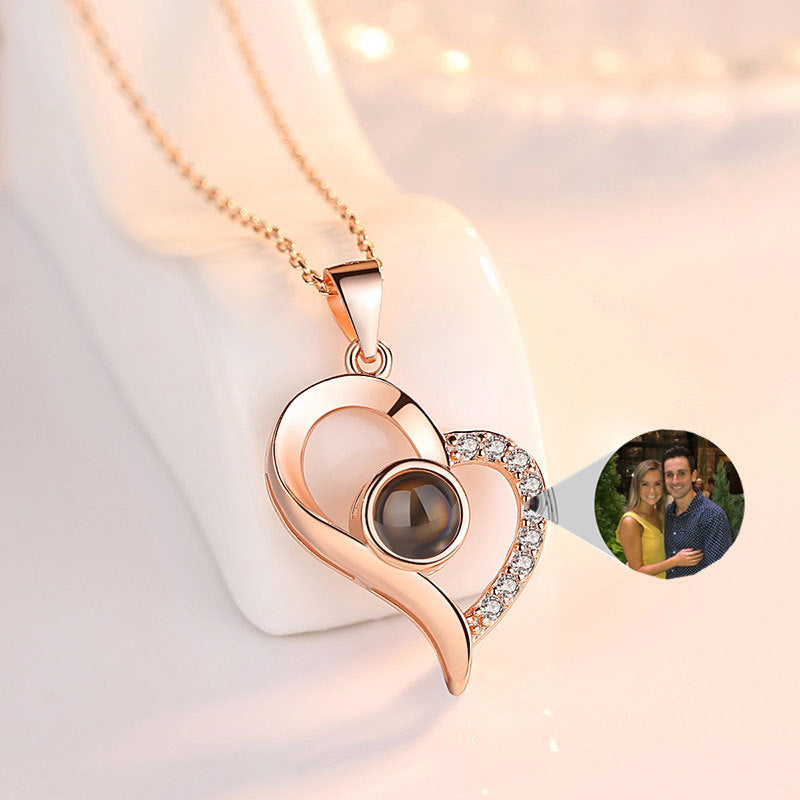 K & S | Damen Halskette 925 Silber Herz Anhänger – Personalisierter Schmuck mit Fotoprojektion