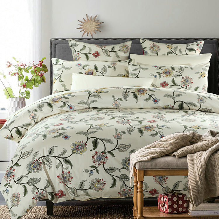 K & S | Baumwoll-Bettwäsche Set – Hochwertige bedruckte Bettlaken & Bezüge mit floralem Design