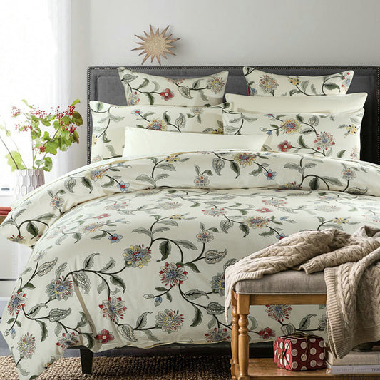 K & S | Baumwoll-Bettwäsche Set – Hochwertige bedruckte Bettlaken & Bezüge mit floralem Design