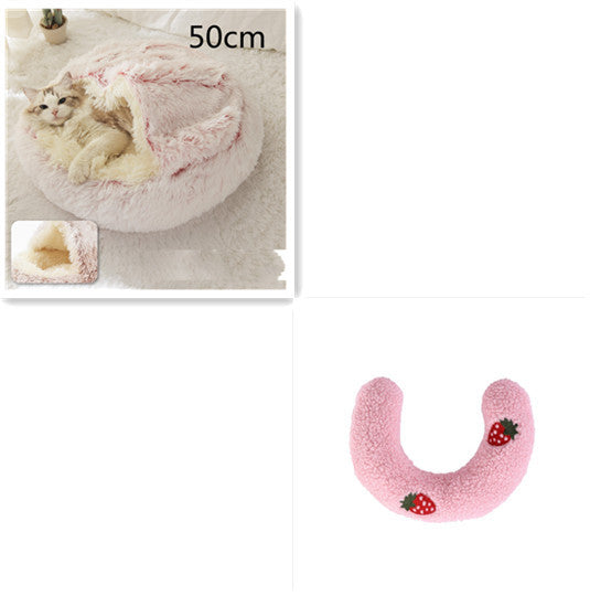 K & S | Rundes Kuschelbett für Hunde & Katzen aus Plüsch - Weiches & Waschbares Haustierbett für Winter & Zuhause