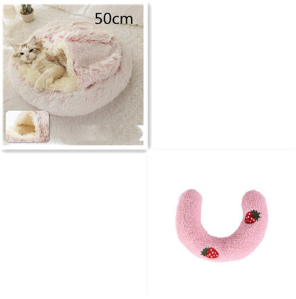K & S | Rundes Kuschelbett für Hunde & Katzen aus Plüsch - Weiches & Waschbares Haustierbett für Winter & Zuhause
