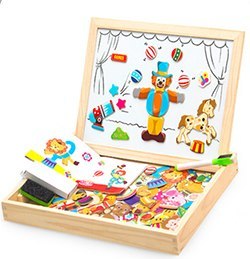 K & S | Magnetisches Holzpuzzle Kinder – Lernspielzeug mit Tieren & Zirkusmotiven