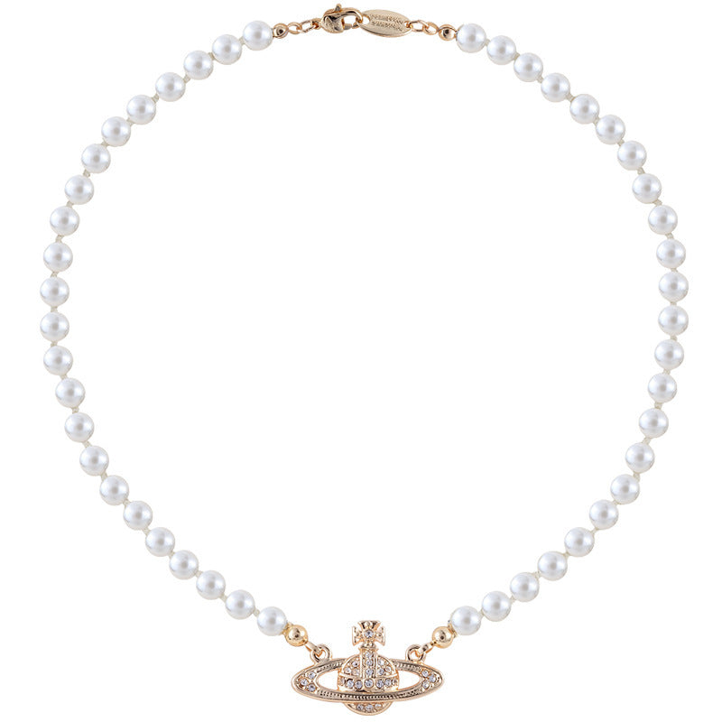 K & S | Damen Halskette mit Perlen & Satinband – Eleganter Schmuck für Alltag & Anlass