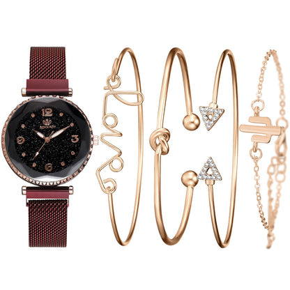 K & S | Damen Armbanduhr Sternenhimmel – Elegante Uhr mit Magnetverschluss & Modeschmuck