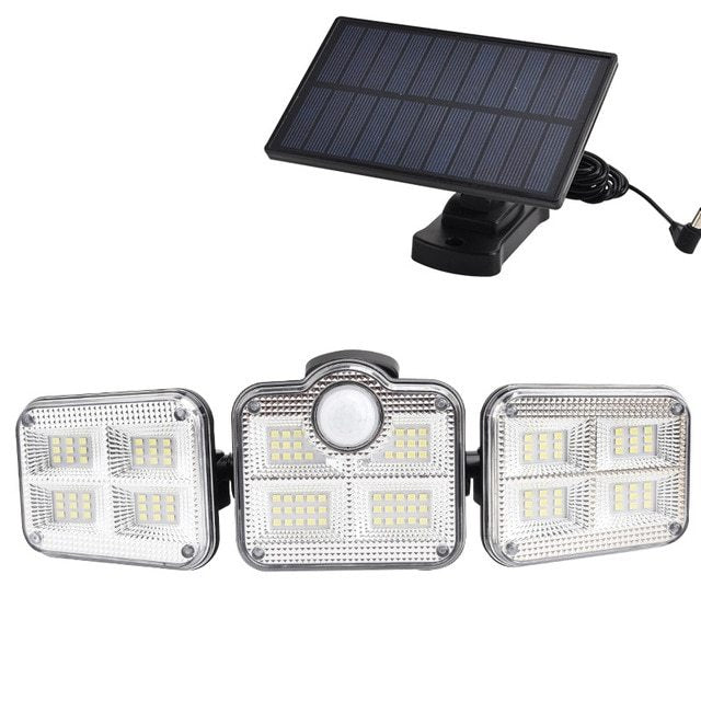 K & S | Solar LED Wandleuchte mit Bewegungssensor – 3-flammige Außenlampe für Garten, Hof & Terrasse