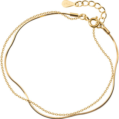 K & S | Damen Armband 925 Silber Doppelarmband – Eleganter Schmuck mit Schlangenkette
