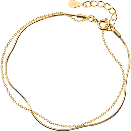 K & S | Damen Armband 925 Silber Doppelarmband – Eleganter Schmuck mit Schlangenkette