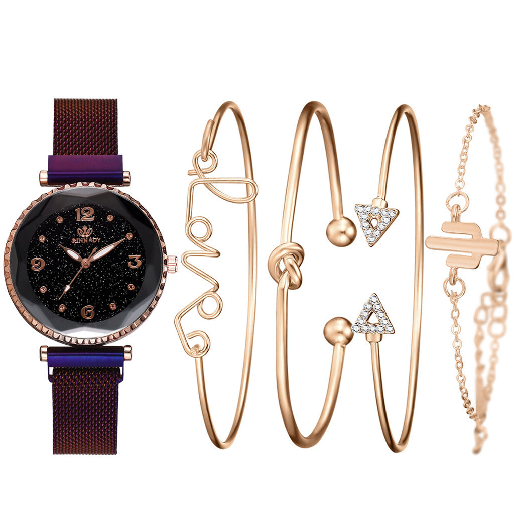 K & S | Damen Armbanduhr Sternenhimmel – Elegante Uhr mit Magnetverschluss & Modeschmuck