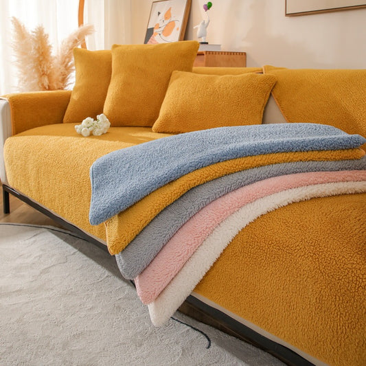 K & S | Sofabezug Lammwolle – Kuschelig, Weich & Stilvoll in Uni Farben für Wohnzimmer
