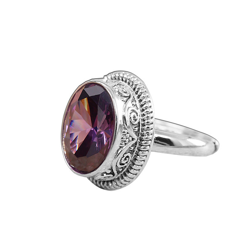 K & S | Damenring 925 Silber Verstellbar – Eleganter Ring mit Kristall Inlay Geometrisch