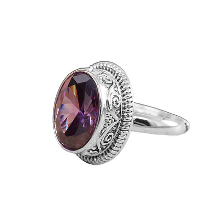 K & S | Damenring 925 Silber Verstellbar – Eleganter Ring mit Kristall Inlay Geometrisch
