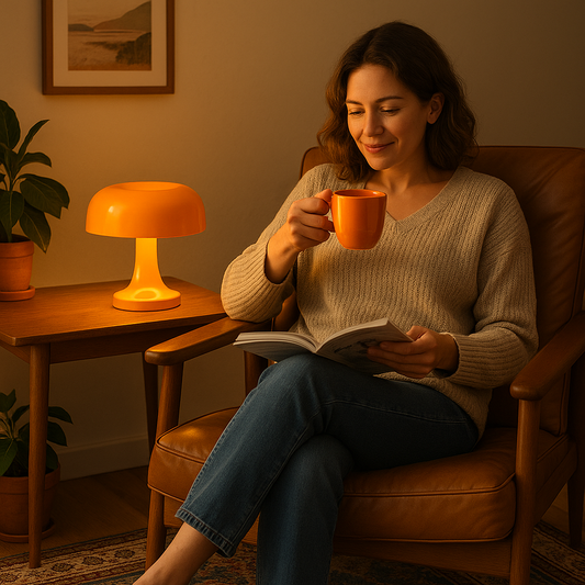 K & S | Designer Pilzlampe – Nordische Retro Tischlampe als warme LED Nachttischlampe fürs Schlafzimmer & Wohnzimmer