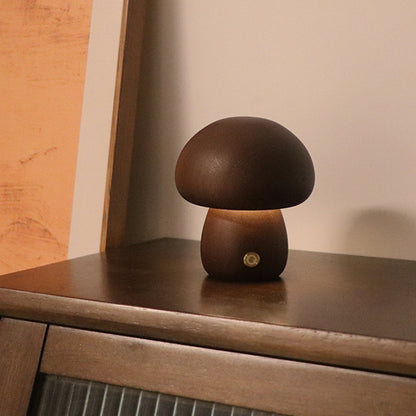 K & S | LED Nachtlicht aus Holz – Pilzform Tischlampe mit Touch-Schalter für Schlafzimmer & Kinderzimmer