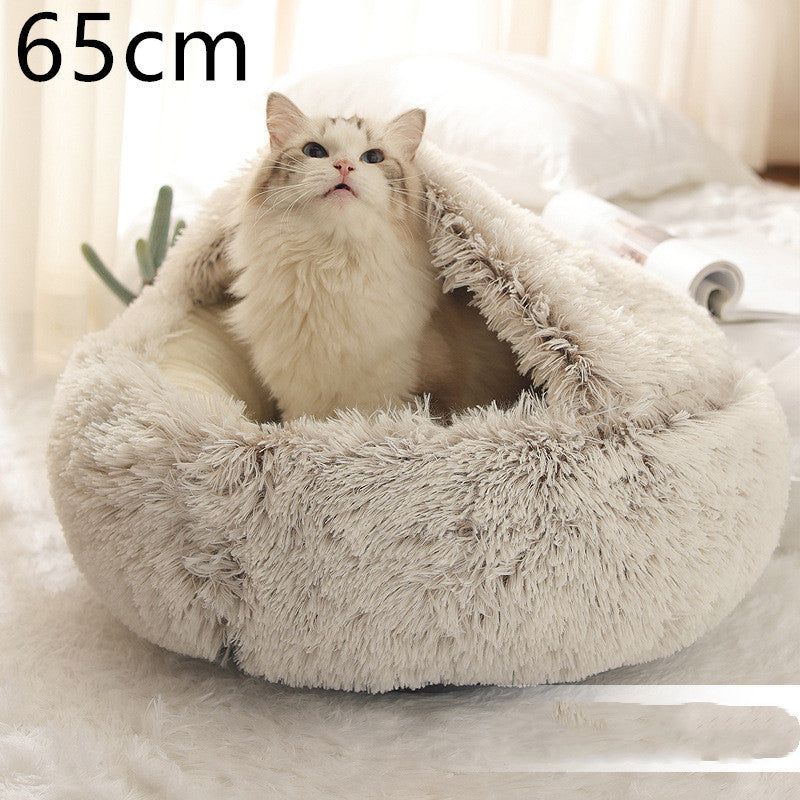 K & S | Rundes Kuschelbett für Hunde & Katzen aus Plüsch - Weiches & Waschbares Haustierbett für Winter & Zuhause