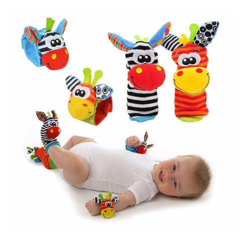Dahlia – Weiche Baby-Rassel Socken & Handgelenkbänder, Plüsch, 0-12 Monate