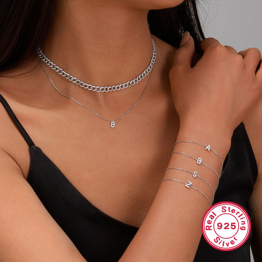 K & S | Damen Halskette 925 Silber mit Buchstabe – Eleganter Initialen Schmuck & Geschenkidee