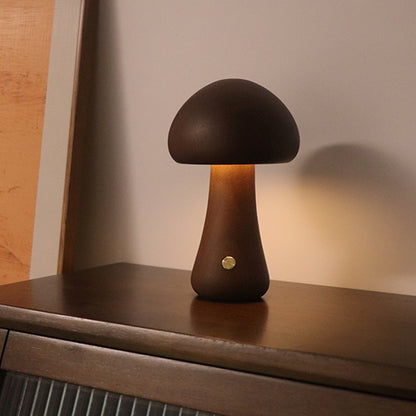 K & S | LED Nachtlicht aus Holz – Pilzform Tischlampe mit Touch-Schalter für Schlafzimmer & Kinderzimmer