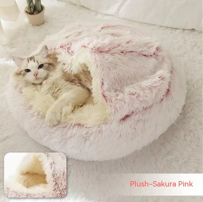 K & S | Rundes Kuschelbett für Hunde & Katzen aus Plüsch - Weiches & Waschbares Haustierbett für Winter & Zuhause