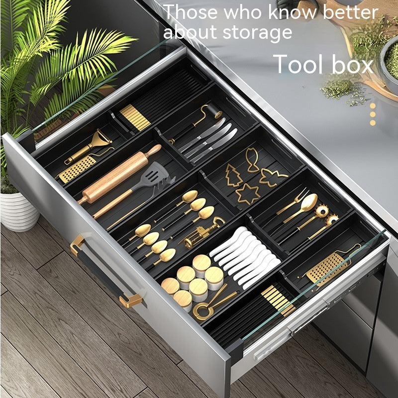 K & S | Schubladen Organizer Aluminium 4-lagig – Platzsparend & Ohne Bohren für Küche & Bad