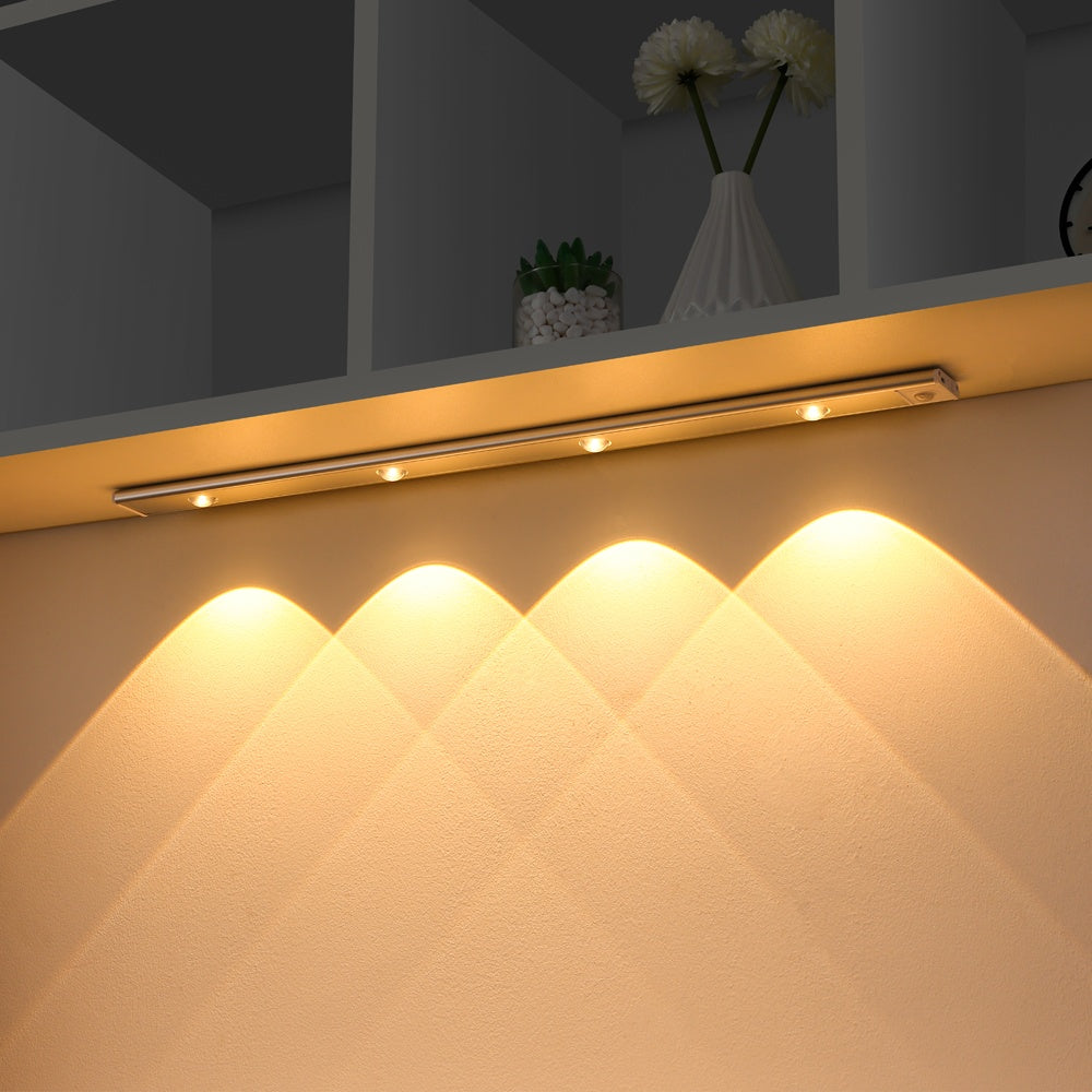 K & S | LED Lichtleiste mit Bewegungsmelder – Kabelloses USB Nachtlicht, ultradünn für Schrank, Küche & Schlafzimmer