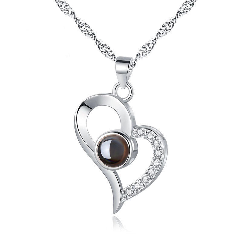 K & S | Damen Halskette 925 Silber Herz Anhänger – Personalisierter Schmuck mit Fotoprojektion